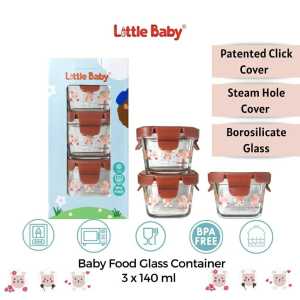 Little Baby Glass Food Container  Borosilicate Glass Container Set 3 pcs 140mL