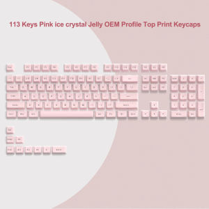 WOMIER 113 Jelly Round Blue Side Keycaps Ice Crystal Translucent Pink OEM Profile Key cap for Cherry MX 61/68/84/87/98/100 Mechanical Keyboard