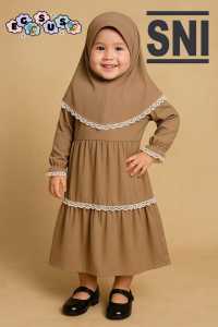 (EGSUS) Gamis Bayi Anak Perempuan Free Jilbab Murah Aurora New Born 0  3 Tahun Pink Model Millo