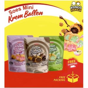 Kue Sus / Soes Kering Isi Krim Cokelat Klepon & Es Teler 30gr - Indojaya Soes Krem Ballen