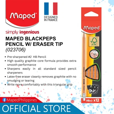 MAPED BlackPeps Pencil w/ Eraser Tip | 12s | HB | No. 2 | 851721FC