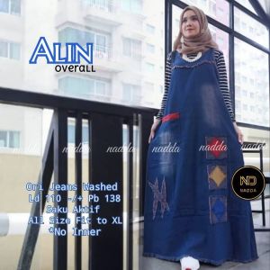 Overall Jeans Abey Jumpsuit Jumbo XXL Korea Rok Wanita Panjang Dress