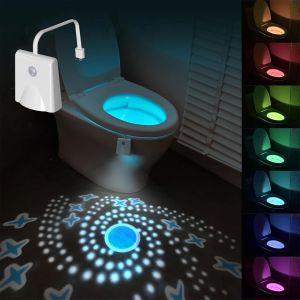 Creative Star Projector Toilet Light Motion Activated 7 Color Changing LED Bowl Nightlight Type C Rechargeable Waterproof Washroom Lamp Bathroom Accessory Gadget
