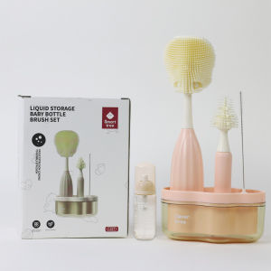 5in1 Baby Milk Bottle Brush Set 360 °Clean Safe with Storage Box Silicone Cleanning Brush Travel Botol Susu Berus奶瓶刷
