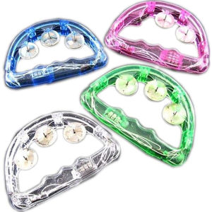2pcs Clear LED Light up Musical Flashing Tambourine for Teenagers Adults Wedding Party Favors