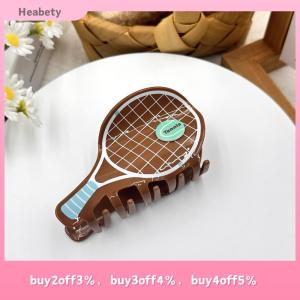 Heabety Creative Simulation Tennis Racket Hair Caw Acetic Acid Shark Clip Fashion Casual Hairpin For Girls Headwear Hair Accessories