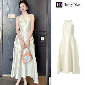Happy Diva เดรสผู้หญิง เดรสสีครีม เดรสทรงเอ เดรสซาติน เดรสทำงาน เดรสไฮโซ เดรสวินเทจ เดรสออกงาน เดรสปาร์ตี้ ชุดราตรี 9885