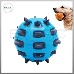 Spiky Rubber Atomic Squeaky Pet Bite Resistant Toy Durable Chew Bone Toy with Built-in Squeaker for Dogs Cats