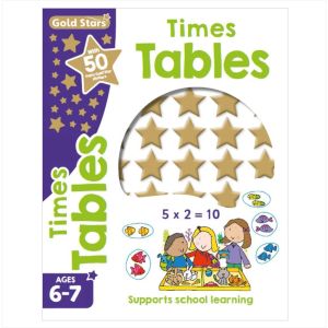 Gold Stars Times Tables Educational Activity Book With 32 Pages & Stickers To Learn About Maths For Children Ages 6-7