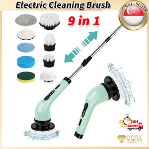 【SG Stock】9 in 1 Portable Electric Cleaning Brush Set Kit Replaceable Cleaning Heads Scrubber Electric Spin Scrubber