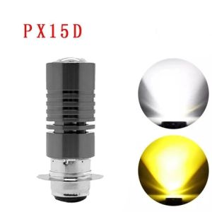 MOTEX AC/DC 12-80V Universal Dual color Moto Headlight Bulbs P15D H6 PX15D M5 T19 LED Motorcycle Hight-yellow/Low-white(3000K/6000K) plug&play Hi Low Beam Canbus Fog Lights