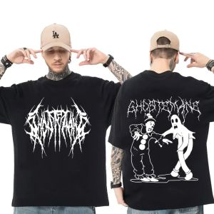 [Local Stock] HBESTY  New Ghostemane Double Sided Print T-shirt Men Women Fashion Hip Hop Metal Gothic Rock T Shirt Oversized Loose Streetwear Top