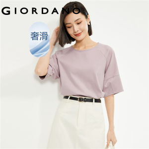 GIORDANO Women T-Shirts 100% Cotton Short Sleeve Summer Tee Crewneck Solid Color Simple Fashion Casual Loose Tshirts 05324425