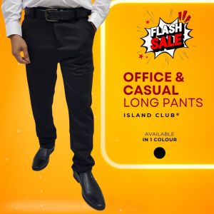 Island Club Men Casual Work Wear Regular Cut Breathable Semi Formal Long Pant Wrinkle Resistant Seluar Kerja Panjang Lelaki 24221