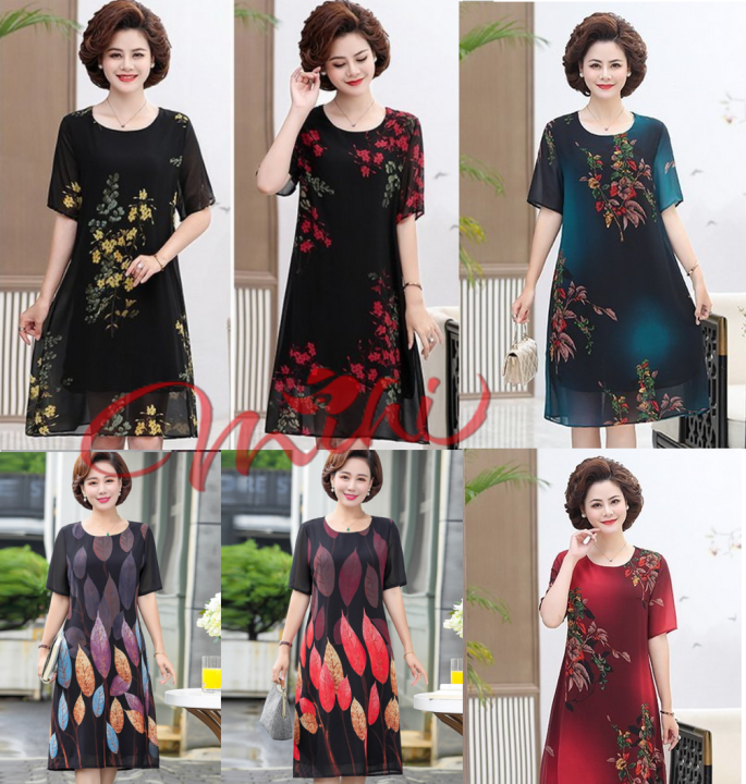 Đầm trung niên cho mẹ, váy dài trung tuổi sang trọng dự tiệc u40 u50  bigsize | Shopee Việt Nam