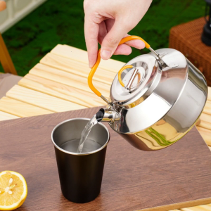 Cắm Trại Ấm đun nước 1L trại Bình cà phê trà ngoài trời thép không gỉ Ấm đun nước dùng khi đi leo núi nồi bền nhẹ cắm trại ấm đun trà