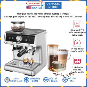 Máy pha cà phê Espresso chuyên nghiệp 3 trong 1 thương hiệu cao cấp HiBREW CM5020 áp suất 20bar (Bảo Hành 12 Tháng)