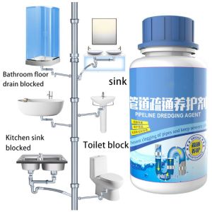 Homemax Clogged Blocked Choked Pipe Dredging Agent [Bundle of 2] Alkaline Solvent Detergent Kitchen Sewer Bathroom Toilet Cleaning Tools Pipeline Sink Drain Cleaner Fast Acting