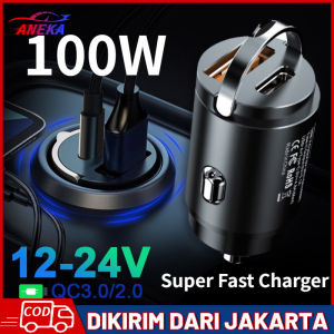 Charger Mobil Fast Charging QC3.0 100W PD USB Pengisi Daya Mobil Super Cepat Adaptor Pengisian Daya Cepat Tipe C 100W USB C Pengisi Daya Mini Ponsel