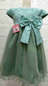 INTAN-FASHION DRESS/GAUN ANAK PEREMPUAN HIJAU SAGE/BAJU ULANG TAHUN /BAJU BAYI PEREMPUAN