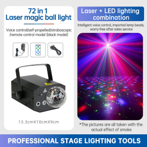 72 Patter LED Party Light RGB Magic Ball Light Disco Stage Effect Lamp with Remote Lampu Disko Lampu Party Lampu LED Music Party Karaoke LED Projector Rotating Light 星空投影燈 魔球灯
