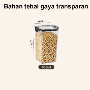 Kotak toples Penyimpanan Makanan Sebaguna Kedap Udara Tempat Penyimpanan Cereal Toples Kotak Bening Kontainer sampul persegi