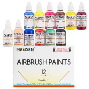 MEEDEN Airbrush Paint Set 12 /24 Colors x 30ml Acrylic Air Brush Paints Kit Ready to Spray Non-Toxic Water-Based Air Brush Paint Kit for Artists Arts Crafts for Canvas Model