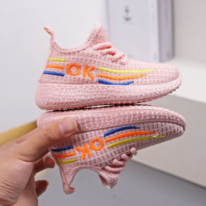 Kids Sneakers Jelly Soft Sole Coconut Shoes Comfortable Casual Flying Mesh Shoes Cute Kids Shoes PINK