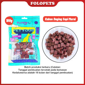 FOLOPETS Snack Anjing Cube Funny U Snack Dental Chew Makanan Kucing Anjing Dog Sanck Treat Meat Cube Pure Beef Sushi Doggy 100gr