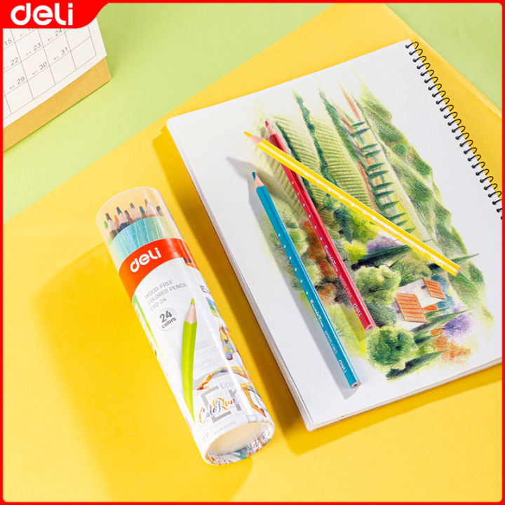 Deli 12/24 Color Pencil Set For Kids Colored Pencil Popular Kids ...