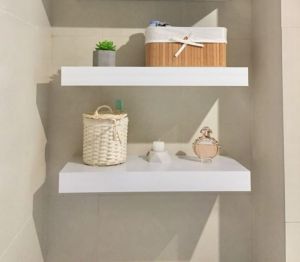 Two (2) layers bathroom shelves bathroom organizer bathroom shampoo and soap display organizer with concealed metal bracket tox and screw ready for installation