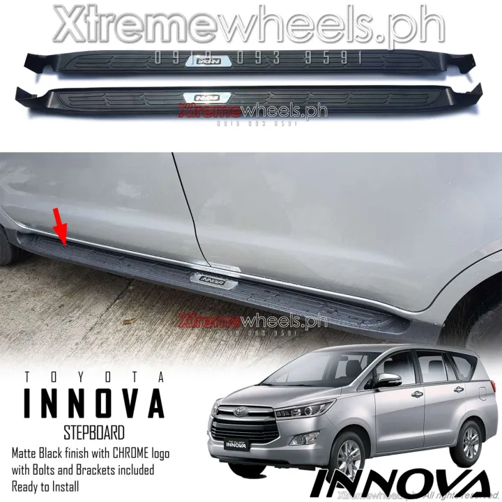 Innova J E G V XE 2016 to 2025 Black Step board Stepboard Running Board with Innova Logo Innova Accessories Innova 2016 2017 2018 2019 2022 Local Manufacturer Warranty Lazada Lazada PH
