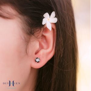 Bông Tai Bạc Nụ Đá Đen Tròn Chốt Bạc Cá Tính Phong Cách Nổi Bật - Vàng Bạc Duy Hiển