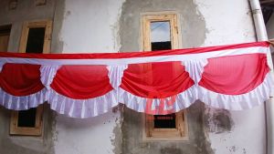 TERMURAH !!! BACKGROUND LIDAH 5 GELOMBANG - 10 GELOMBANG BAHAN POLYESTER BACKGROUND MERAH PUTIH HIASAN LIDAH BACKGROUND LIDAH MERAH PUTIH