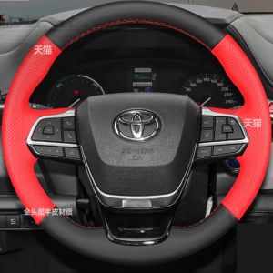 Kaly For Toyota Sienna 2021 2022 Highlander 2020-2022 Highlander Hybrid Genuine Leather DIY Hand Stitched Car Steering Wheel Cover T4N8K