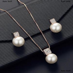 [COD] Auto Stuff 3ชิ้นแฟชั่นที่หรูหราเลียนแบบมุกพลอยเทียมสร้อยคอต่างหูสำหรับผู้หญิงเจ้าสาวงานแต่งงานปาร์ตี้เครื่องประดับชุดของขวัญ
