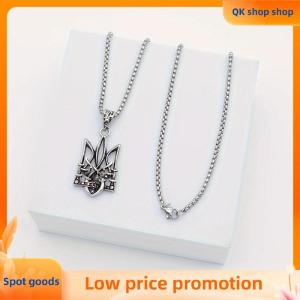 ✨QK shop✨ Retro Neptune Poseidon Trident Necklace Ukraine National Emblem Pendant Mens Fashion Cool Trendy Jewelry Accessories