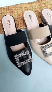 Sepatu sandal wanita ukuran jumbo 45-37 mule heels 3 cm variasi kotak