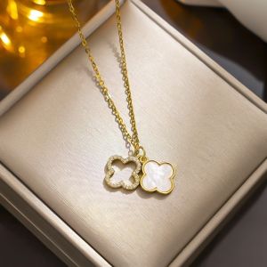 COD ❤️ Kalung Tahan Karat model Clover terbaru / Kalung wanita cantik tahan karat / Kalung Cantik permata baru