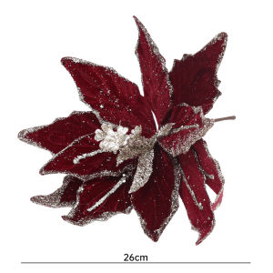 \ud83c\udf84Ready Stock\ud83c\udf845PCS Christmas Artificial Flower Glitter Flannel Xmas Tree Wreath DIY Crafts Fake Flower Home New Year Party Decoration Supply