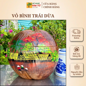 [TẶNG KÈM ẤM] Bình Ủ Ấm Trà Trái Dừa Giữ Nhiệt Cao Cấp Mẫu Quê Hương Trang Trí Bàn Trà Quà Tặng Sang Trọng 800ml