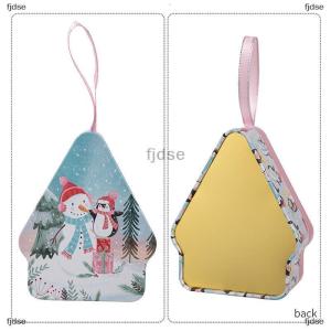 [COD] fjdse กล่องใส่ของตกแต่งคริสต์มาสกล่องดีบุกพร้อมสายคล้องกล่องขนมบิสกิตที่เก็บเครื่องประดับงานปาร์ตี้โปรดปรานของตกแต่งต้นคริสต์มาส