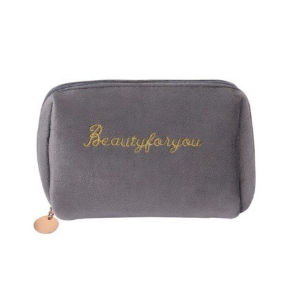 Tas Rias Beludru Ritsleting Wanita Tas Kosmetik Besar