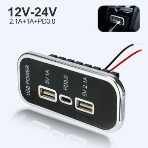 เต้าเสียบไฟอะแดปเตอร์แยกที่ชาร์จ USB คู่ช่องเสียบสายชาร์จรถ12/24V สำหรับรถมอเตอร์ไซค์เรือ RV รถกะบะเอทีวีรถยนต์