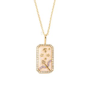 COVIEEZB Zircon 12 Dây chuyền Chòm sao Mạ vàng Trang sức cổ Dây chuyền dây chuyền cung hoàng đạo Thời trang Cổ điển Dây chuyền cổ điển