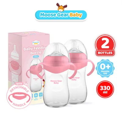 Moose Gear Baby Bottle 330ml 2pcs Pink Anti Colic Feeding Bottle Baby Infants Newborns