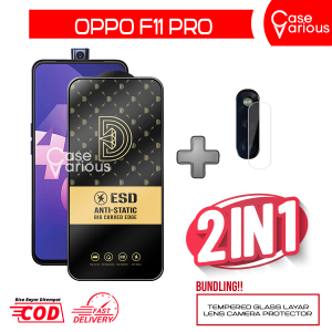 Paket 3in1 Tempered Glass Oppo F11 Pro Anti Gores Layar Anti Static Anti Debu Full Cover