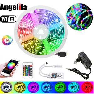 Angelila 20m LED Strip RGB Light 2835 Tape Lights WiFi Flexible Ribbon Diode Strips Kit Music Sensor Remote Control+Adapter
