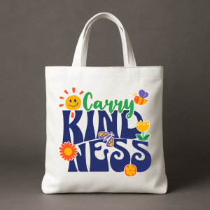 Tas Tote Bag Kanvas Wanita Pria Kuliah Kerja Aesthetic Resleting Huruf Typo Unik Tebal Murah