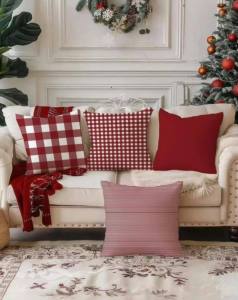 CY RED Christmas Throw Pillow Case - 18x18 inches 18x18 iches made of fabric - not felt paper - for home office partyevents - decorative - chair cover - excllent quality - fabric from abroad - classy and elegant - for christmas - santa hat chair Pri